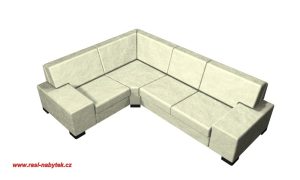 varianta 10 – vizualizace rohové sedací soupravy ALFA: P područka, dvojsedák, roh, element 60, L područka (šířka: 257, hloubka: 195, výška: 76)
