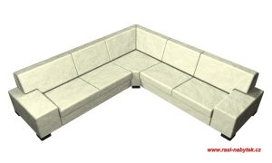 varianta 18 – vizualizace rohové sedací soupravy ALFA: L područka, trojsedák, roh, trojsedák, P područka (šířka: 280, hloubka: 280, výška: 76)