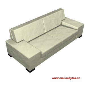 varianta 3 – vizualizace třímístné pohovky ALFA: L područka, trojsedák, P područka (šířka: 215, hloubka: 92, výška: 76)